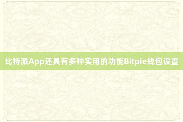 比特派App还具有多种实用的功能Bitpie钱包设置