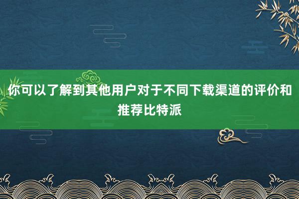 你可以了解到其他用户对于不同下载渠道的评价和推荐比特派