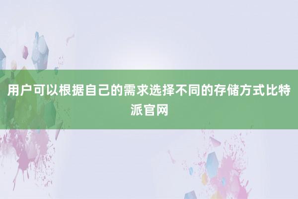 用户可以根据自己的需求选择不同的存储方式比特派官网