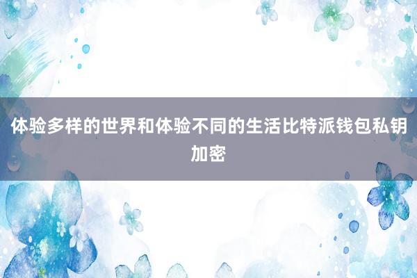 体验多样的世界和体验不同的生活比特派钱包私钥加密