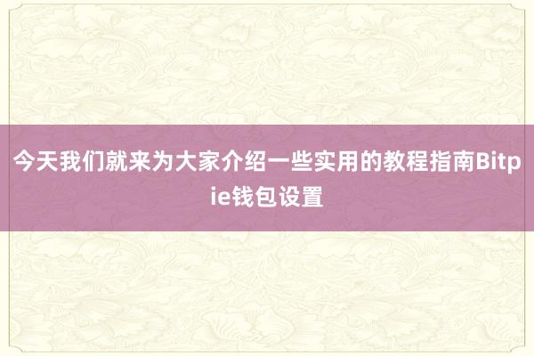 今天我们就来为大家介绍一些实用的教程指南Bitpie钱包设置