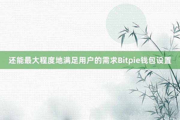 还能最大程度地满足用户的需求Bitpie钱包设置