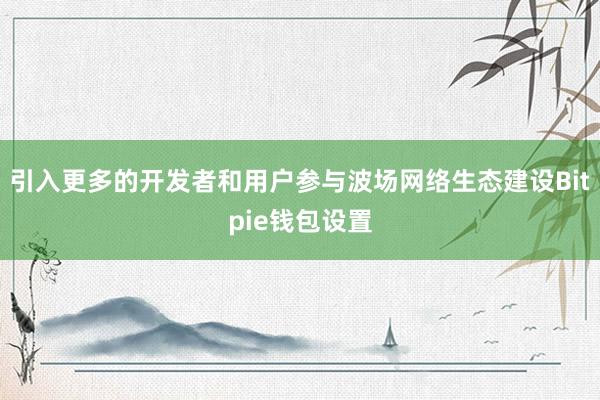 引入更多的开发者和用户参与波场网络生态建设Bitpie钱包设置