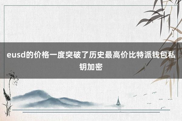 eusd的价格一度突破了历史最高价比特派钱包私钥加密