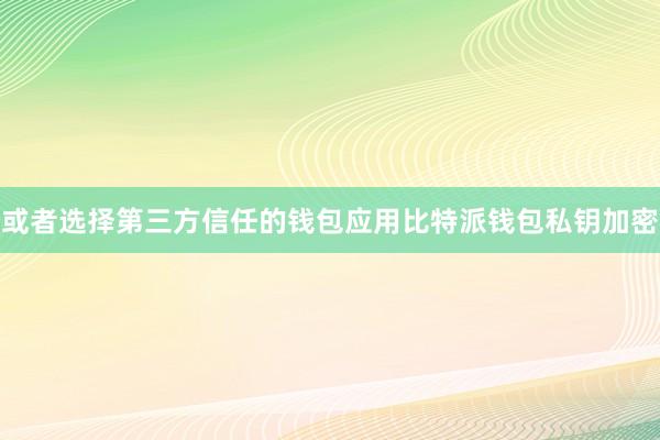 或者选择第三方信任的钱包应用比特派钱包私钥加密